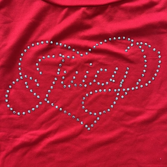 Juicy Couture Rhinestone Bling Tee Red S Y2k Coquette Girly - Picture 2 of 4